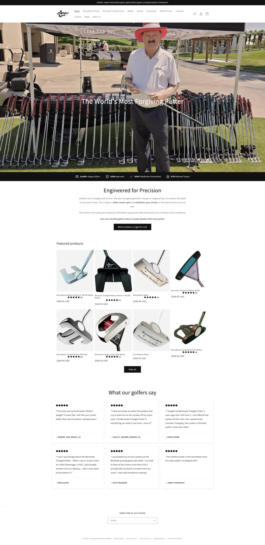 Ashdon Golf — website before the Russo Collective engagement