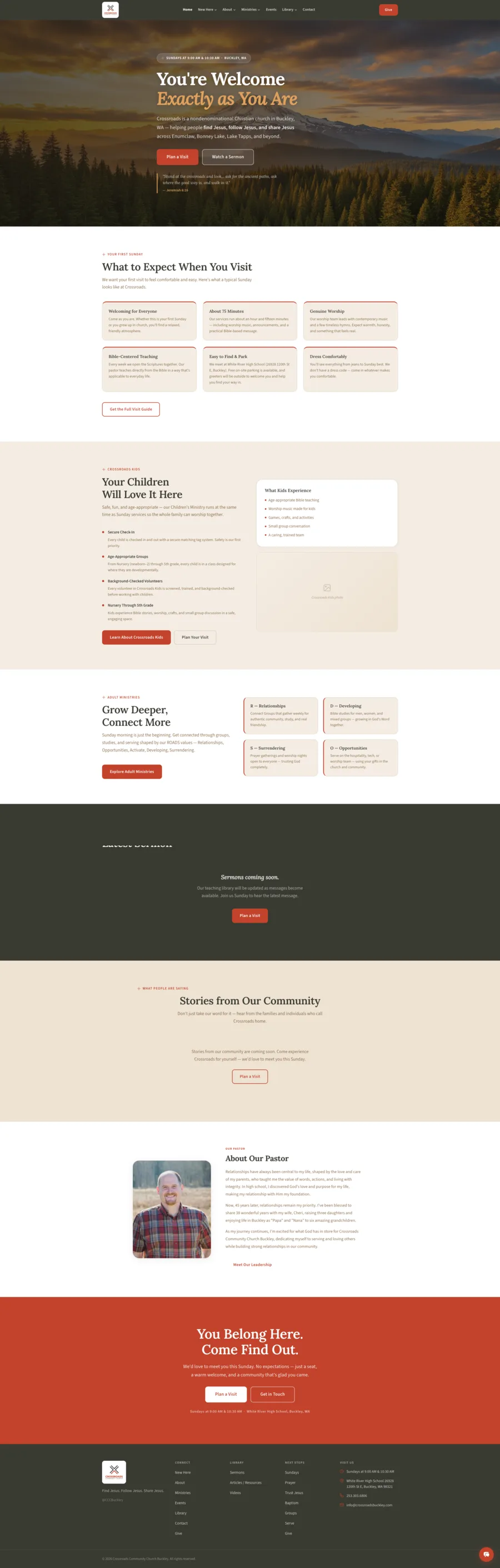 Crossroads Community Church Buckley — website after the Russo Collective engagement