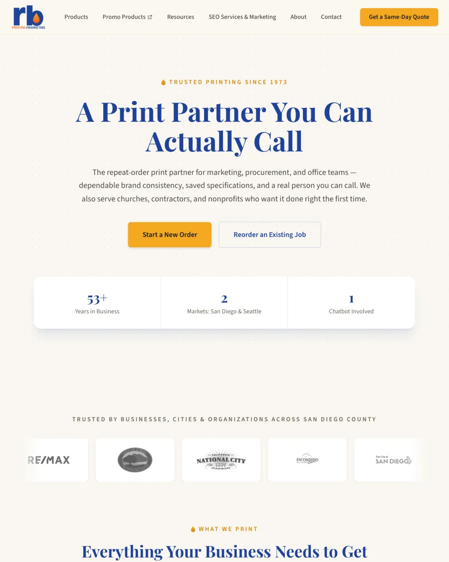 RB Printing & Marketing — after the Russo Collective engagement
